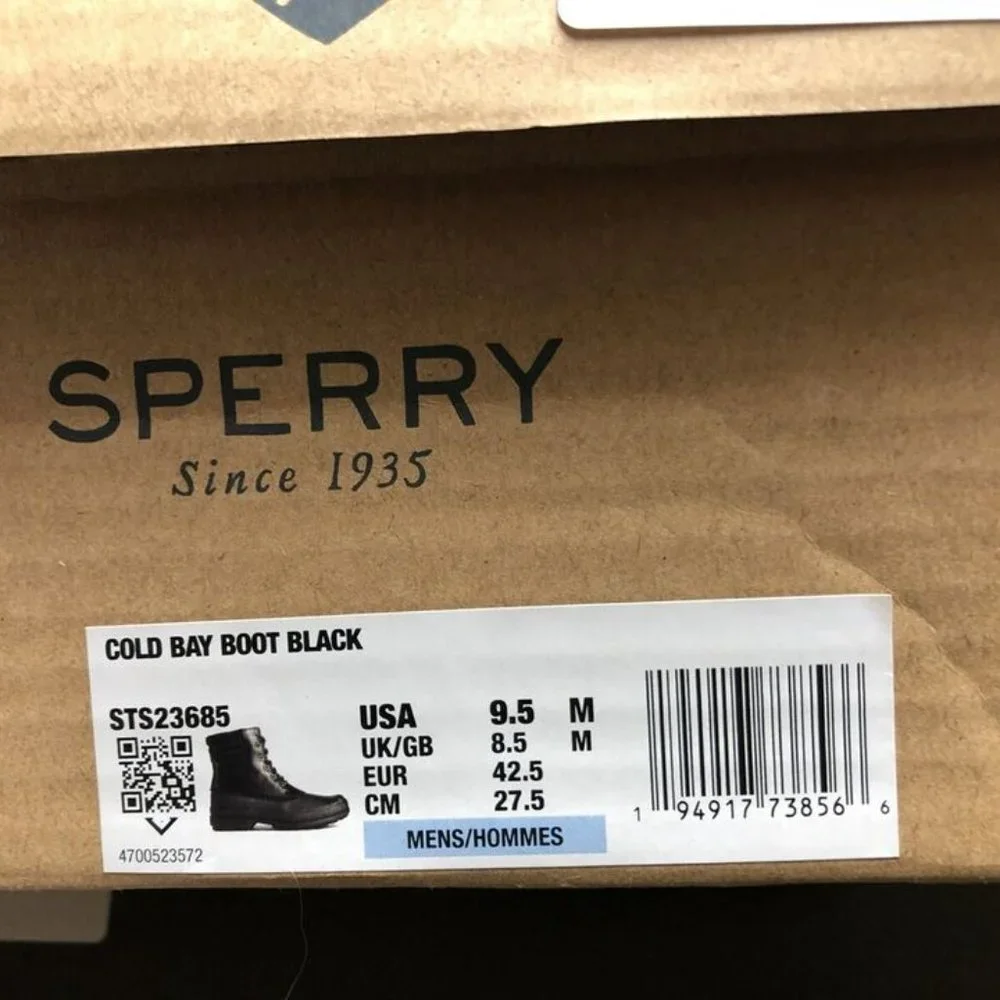 Sperry Mens Cold Bay Boot Black Size 9.5 M